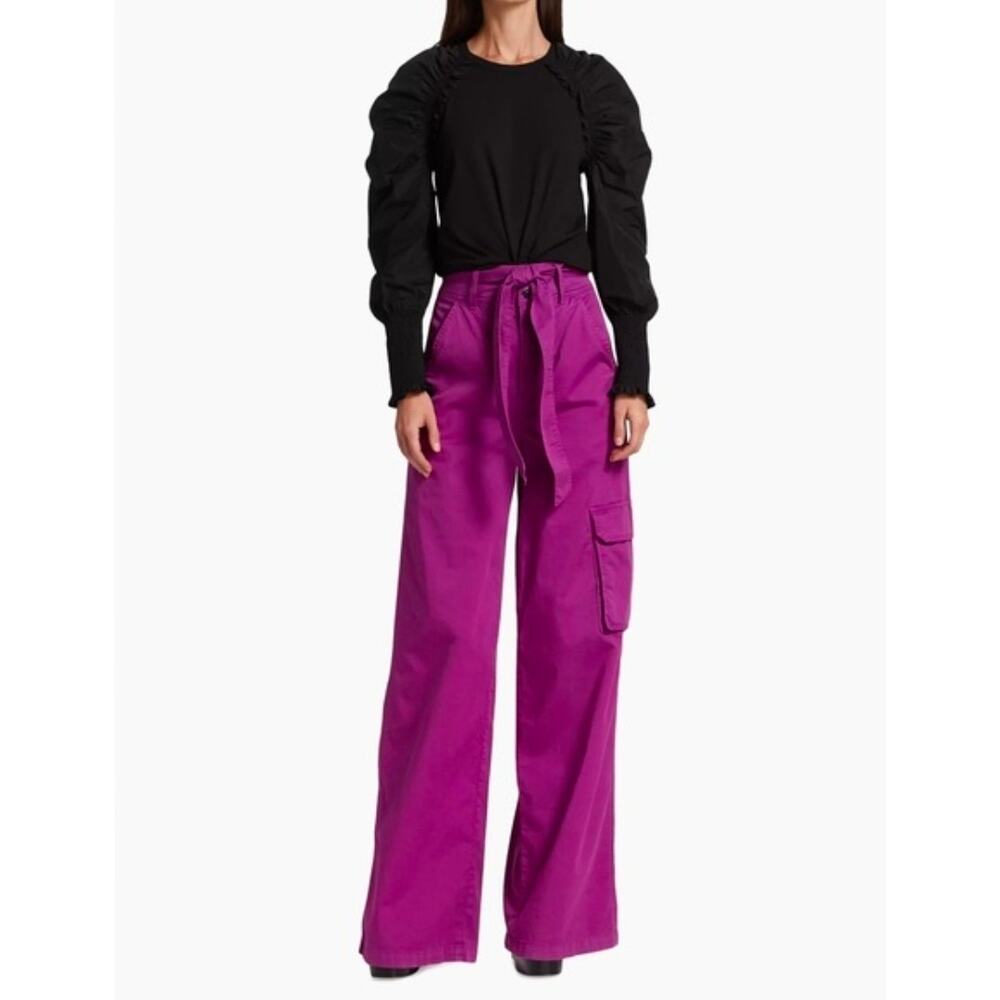 Veronica Beard Belisa Belted Wide Leg pink Cargo Pants size 27